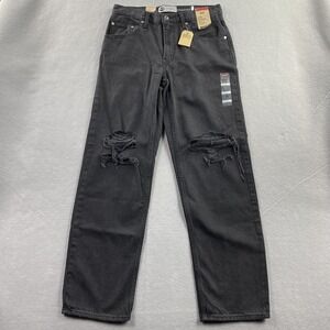 Levis Silvertab Jeans Womens 30x31 Black  Pants Baggy Straight Leg Distressed
